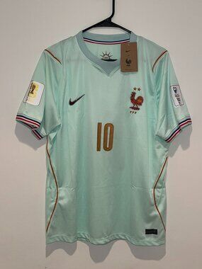 Kylian Mbappe #10 France World Cup Jersey Away Teal All Patches Men's S — 2XL